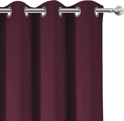 LEMOMO Blackout Curtains 66 x 84 inch/Burgundy Red Curtains Set of 2 Panels/Thermal Insulated Room Darkening Bedroom Curtains