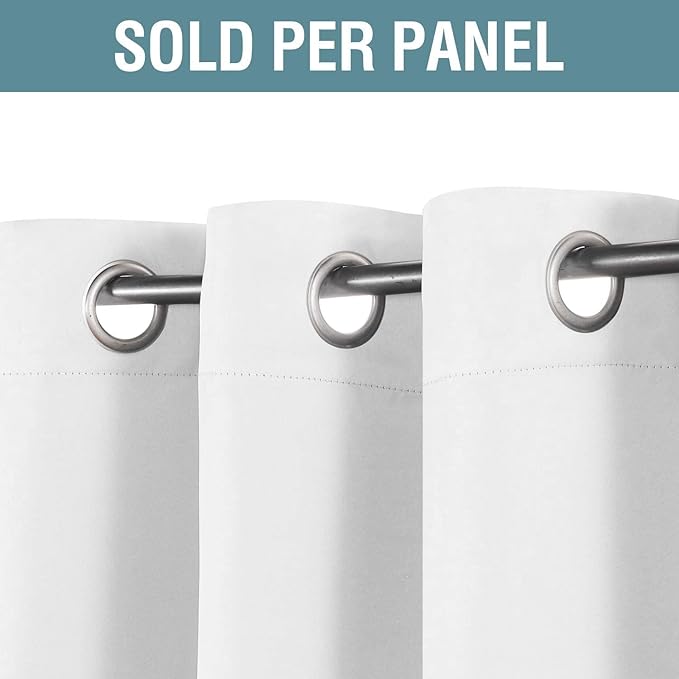 H.VERSAILTEX Pure White Curtain for Living Room Thermal Insulated Window Treatment Curtain 45 inch Length Energy Saving Solid Grommet Top Room Darkening Drape, One Panel, 52" W x 45" L