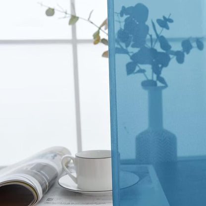 SpaceDresser Basic Rod Pocket Sheer Voile Window Curtain Panels Blue 1 Pair 2 Panels 52 Width 63 Inch Long for Kitchen Bedroom Children Living Room Yard（Blue, 52W x 63L）