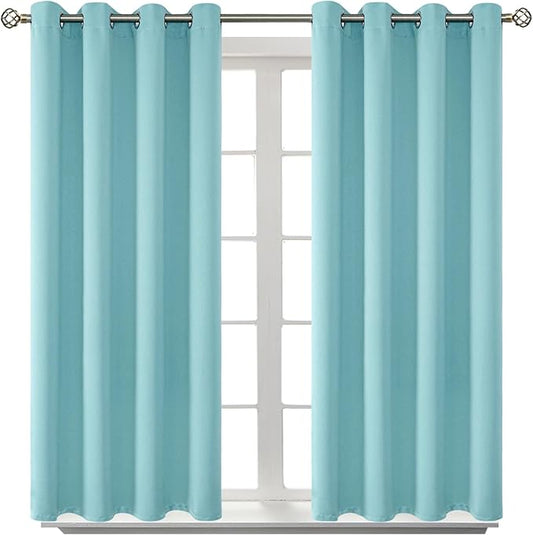 BGment Blackout Curtains - Grommet Thermal Insulated Room Darkening Bedroom and Living Room Curtains, Set of 2 Panels (52 x 54 Inch, Baby Blue)