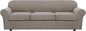 H.VERSAILTEX 4 Piece Stretch Sofa Covers for 3 Cushion Couch Covers for Living Room Furniture Slipcovers (Base Cover Plus 3 Seat Cushion Covers) Thicker Jacquard Fabric (Large Sofa, Taupe)