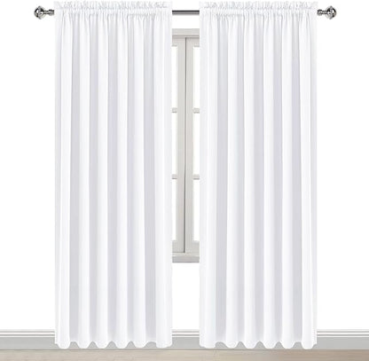DWCN White Curtains for Living Room Thermal Insulated, 50% Light Blocking Curtains for Bedroom, Dining Room Window, W 70x L 84 Inch, Set of 2 Rod Pocket Curtain Panels