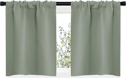 NICETOWN Window Curtains Blackout Drapes - Thermal Insulated Solid Rod Pocket Blackout Curtains/Draperies for Living Room (Sage Green, One Pair, 29 by 20-Inch)