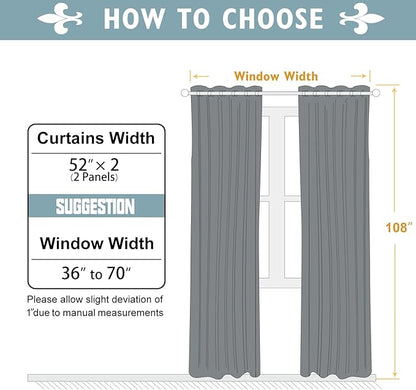 ChrisDowa Room Darkening Curtains 108 Inches Long 2 Panels Set for Living Room, Grommet Thermal Insulated Blackout Curtains for Bedroom (Pink, 52 x 108 Inch)