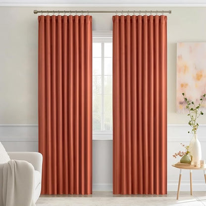 MIULEE Back Tab Burnt Orange Blackout Curtains 84 Inch Length 2 Panels Set for Living Room Bedroom, Fall Terracotta Rod Pocket/Pinch Pleated Thermal Insulated Room Darkening Light Blocking Curtains