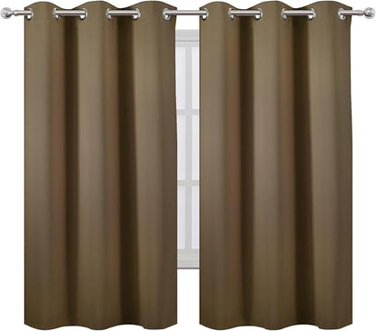 LEMOMO Brown Thermal Blackout Curtains/38 x 63 Inch/Set of 2 Panels Room Darkening Curtains for Bedroom