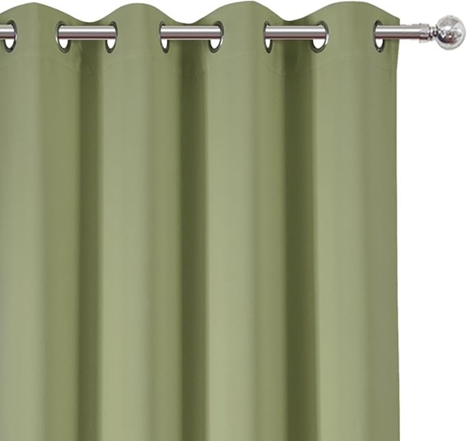LEMOMO Sage Green Thermal Blackout Curtains/52 x 72 Inch/Set of 2 Panels Room Darkening Curtains for Bedroom