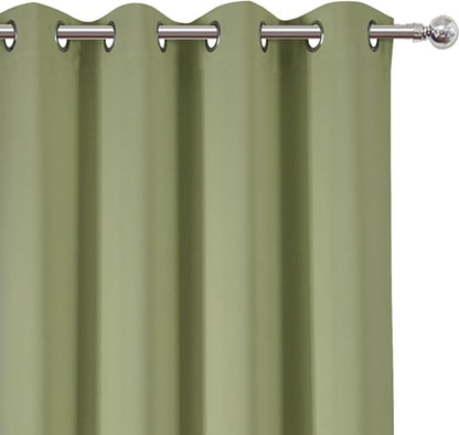 LEMOMO Sage Green Thermal Blackout Curtains/52 x 45 Inch/Set of 2 Panels Room Darkening Curtains