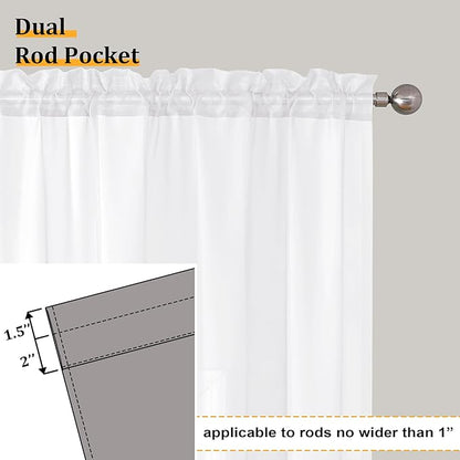 Aiyufeng Voile Sheer Window Curtains 120 inch Extra Long, Rod Pocket Elegant and Airy Drapes Translucent Window Treatments for Living Room/Bedroom, White, 40" Wx120 L, 2 Panels=80" Wide