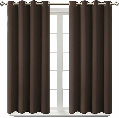 BGment Blackout Curtains for Living Room - Grommet Thermal Insulated Room Darkening Curtains for Bedroom, 2 Panels of 52 x 45 Inch, Brown