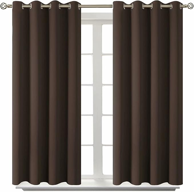 BGment Blackout Curtains for Living Room - Grommet Thermal Insulated Room Darkening Curtains for Bedroom, 2 Panels of 52 x 54 Inch, Brown