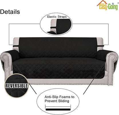 Easy-Going Oversized Chair Sofa Slipcover Reversible Sofa Cover Water Resistant Couch Cover Furniture Protector Cover with Elastic Straps for Pets Dog (Oversized Chair, Black/Black)