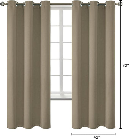 BGment Room Darkening Curtains 72 Inches Long - Grommet Thermal Insulated Drapes Window Treatment Curtains for Bedroom, 2 Panels, 42 x 72 Inch, Cocoa