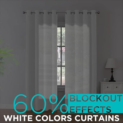 Joydeco Blackout Curtains 95 Inch Length 2 Panels Set, Thermal Insulated Curtains& Drapes 2 Burg, Room Darkening Grommet Drapes for Living Room Bedroom Window (Greyish White, W52 x L95 Inch)