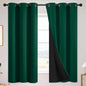 SimpleHome 100% Blackout Curtains for Bedroom,Thermal Insulated Dark Green Grommet Window Drapes Room Darkening Curtains for Living Room with Black Back,38 x 63 Inch,2 Panels