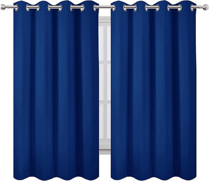 LEMOMO Blackout Curtains 52 x 63 inch/Royal Blue Curtains Set of 2 Panels/Thermal Insulated Room Darkening Bedroom Curtains
