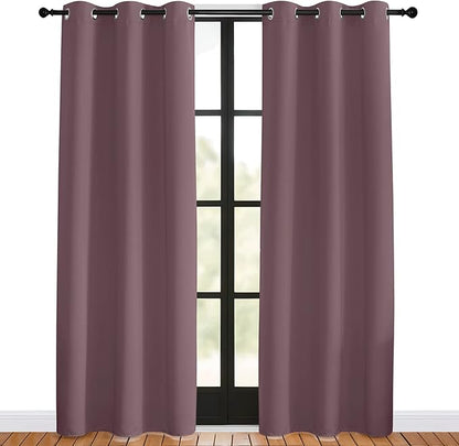 NICETOWN Blackout Curtains for Bedroom, Dry Rose, 42 W by 80 L, Set of 2, Thermal Insulated Curtains & Drapes with Grommet Top for Living Room, Privacy Window Treatment Draperies