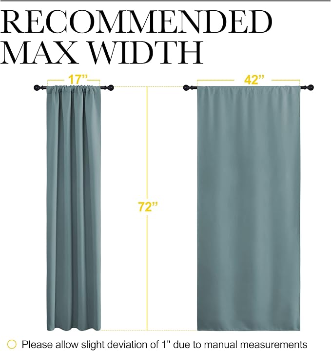 NICETOWN Greyish Blue Blackout Curtains Panels for Window, Thermal Insulated Rod Pocket Blackout Drapes/Draperies for Living Room (2 Panels, W42 x L72 inches)