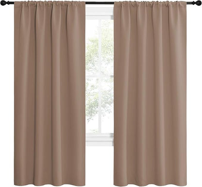 NICETOWN Kids Blackout Curtain Panels - Window Treatment Thermal Insulated Rod Pocket Blackout Drapes for Bedroom (Set of 2, 42 by 72 Inch, Cappuccino)