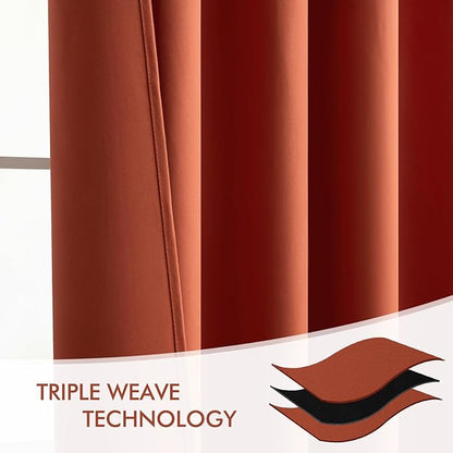 MIULEE Back Tab Burnt Orange Blackout Curtains 84 Inch Length 2 Panels Set for Living Room Bedroom, Fall Terracotta Rod Pocket/Pinch Pleated Thermal Insulated Room Darkening Light Blocking Curtains