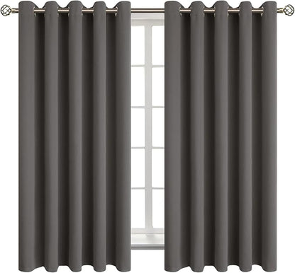 BGment Blackout Curtains for Bedroom - Grommet Thermal Insulated Room Darkening Curtains for Living Room, Set of 2 Panels (70 x 63 Inch, Grey)