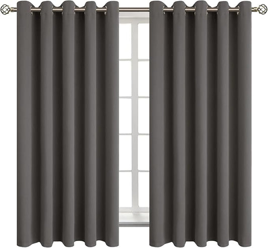 BGment Blackout Curtains for Bedroom - Grommet Thermal Insulated Room Darkening Curtains for Living Room, Set of 2 Panels (70 x 63 Inch, Grey)