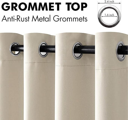 MIULEE Room Darkening Curtains Thermal Insulated Drapes Solid Window Treatment Set Grommet Top Light Blocking Blackout Curtain for Living Room/Bedroom 2 Panels 52 x 84 inch Length Ivory