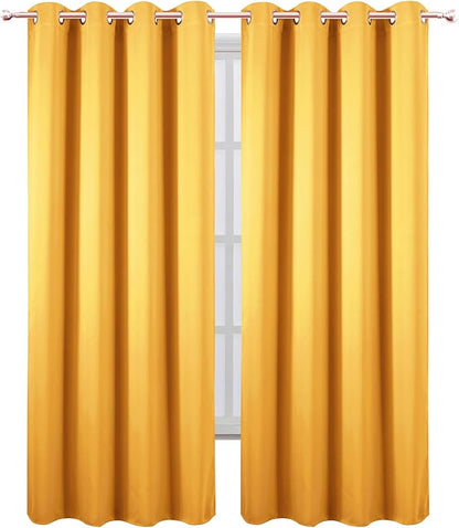 LEMOMO Blackout Curtains 52 x 120 Inch Long Yellow Curtains Set of 2 Panels Room Darkening Curtains for Bedroom and Living Room