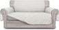 Easy-Going Reversible Loveseat Couch Cover for 2 Cushion Couch Sofa Cover for Dogs Water Resistant Furniture Protector with Foam Sticks Elastic Straps for Pet (Loveseat, Ivory/Ivory)