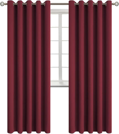 BGment Blackout Curtains for Bedroom - Grommet Thermal Insulated Room Darkening Curtains for Living Room, Set of 2 Panels (70 x 84 Inch, Burgundy)
