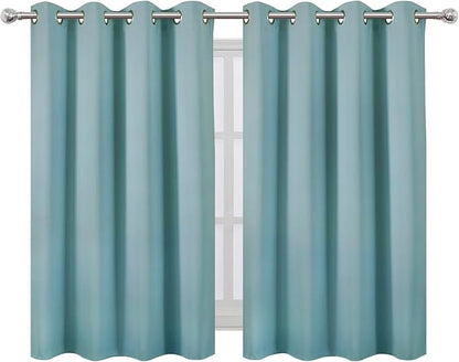 LEMOMO Stone Blue Thermal Blackout Curtains/52 x 45 Inch/Set of 2 Panels Room Darkening Curtains