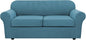 H.VERSAILTEX 3 Piece Stretch Sofa Covers for 2 Cushion Sofa Couch Covers for Living Room Furniture Cover (Base Cover Plus 2 Seat Cushion Covers) Thicker Jacquard Fabric(Large Sofa, Storm Blue)