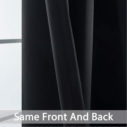 Yakamok Blackout Sliding Glass Door Curtains, Thermal Insulated Window Treatment Drapes for Patio Doors, Grommet Extra Wide Curtain Panels for Living Room, Bedroom (1 Panel, Black, 100W x 96L)
