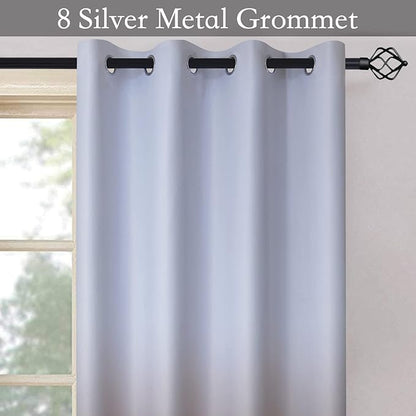 SimpleHome Ombre Curtains 52 x 63 Inch for Bedroom 2 Panels, Gradient Grey White to Brown Light Blocking Thermal Insulated Grommet Room Darkening Window Curtain/Drapes for Living Room