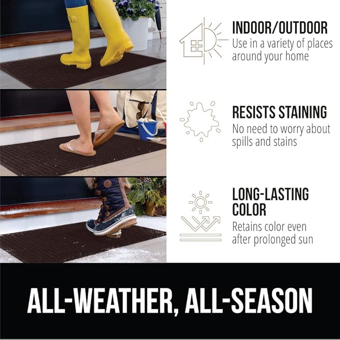 GORILLA GRIP® Ultra Absorbent Front Door Mat Outside Entrance, Traps Dirt and Moisture, HydroABSORB Indoor Outdoor Doormat Holds Up to 1.7 Cups Water, Stain and Fade Resistant Welcome Mat 29x17 Coffee