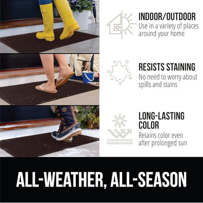 GORILLA GRIP® Ultra Absorbent Front Door Mat Outside Entrance, Traps Dirt and Moisture, HydroABSORB Indoor Outdoor Doormat Holds Up to 1.7 Cups Water, Stain and Fade Resistant Welcome Mat 29x17 Coffee