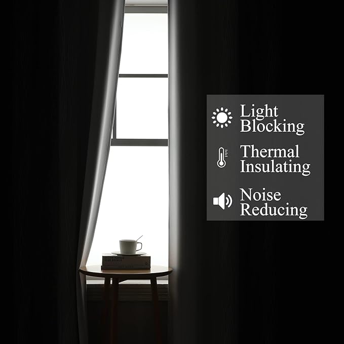 Estelar Textiler Ombre Greyish White Black Blackout Curtains & Drapes 63 Inch Length 2 Panels for Bedroom, Thermal Insulated Full Light Blocking Grommet Blackout Drapes for Kids Room, 52Wx63L, Adult