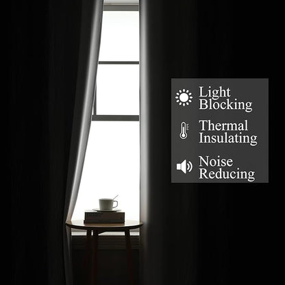 Estelar Textiler Ombre Greyish White Black Blackout Curtains & Drapes 63 Inch Length 2 Panels for Bedroom, Thermal Insulated Full Light Blocking Grommet Blackout Drapes for Kids Room, 52Wx63L, Adult