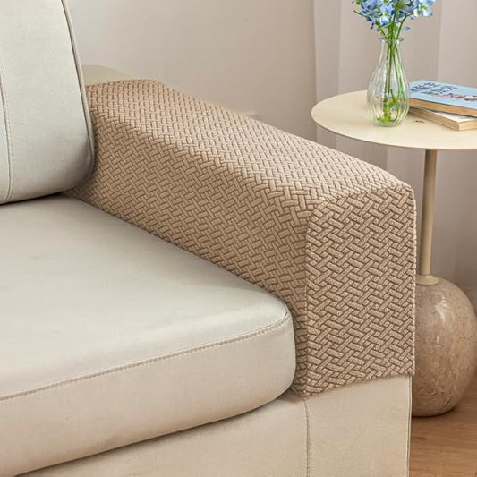 Soothing Home Sofa Covers, Sofa Hero Covers, Wear-Resistant Universal Couch Covers Washable Stretch Sectional Couch Cushion Covers (Coffee,Arm Rest Covers 2pcs)