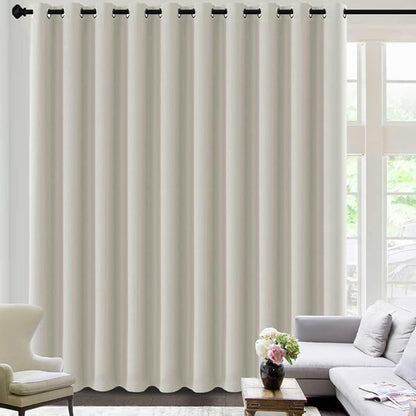 H.VERSAILTEX Blackout Curtains for Sliding Glass Door Room Divider Curtains Noise Reduce Curtain Panel Portable Window Screen Sliding Partition, W180 x L96 inches/8' Tall by 15' Wide, Ivory/Cream