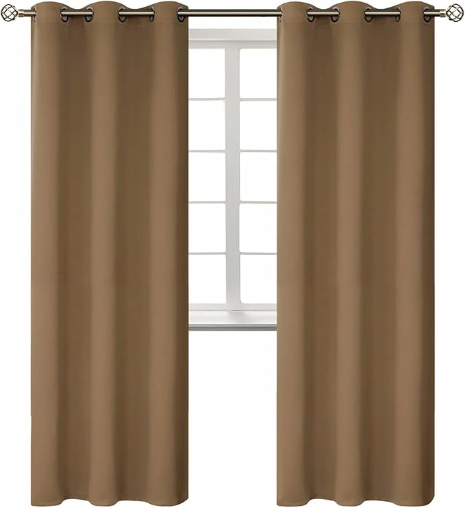 BGment Blackout Curtains for Living Room - Grommet Thermal Insulated Room Darkening Curtains for Bedroom, 2 Panels of 42 x 84 Inch, Taupe