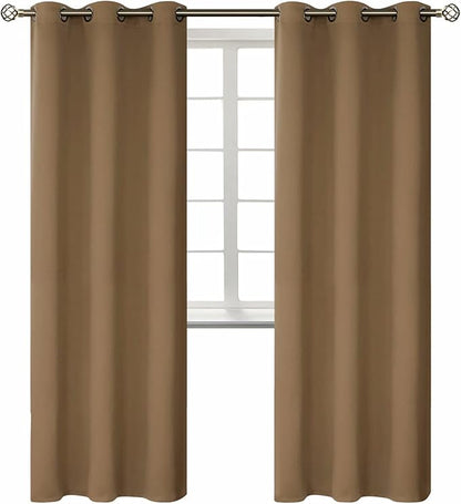 BGment Blackout Curtains for Living Room - Grommet Thermal Insulated Room Darkening Curtains for Bedroom, 2 Panels of 42 x 84 Inch, Taupe