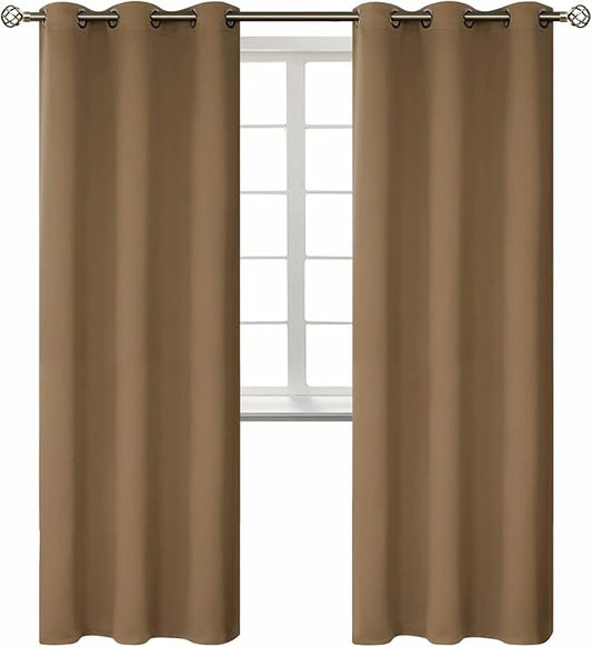 BGment Blackout Curtains for Living Room - Grommet Thermal Insulated Room Darkening Curtains for Bedroom, 2 Panels of 42 x 84 Inch, Taupe