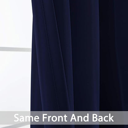 Yakamok 84 Inch Long Light Blocking Navy Blue Blackout Curtains, Room Darkening Thermal Insulated Blackout Drapes with Grommet for Bedroom (52x84Inch, 2 Panels)