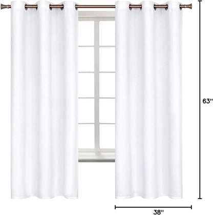BGment Room Darkening Curtains 63 Inches Long - Grommet Thermal Insulated Drapes Window Treatment Curtains for Bedroom, 2 Panels, 38 x 63 Inch, Pure White