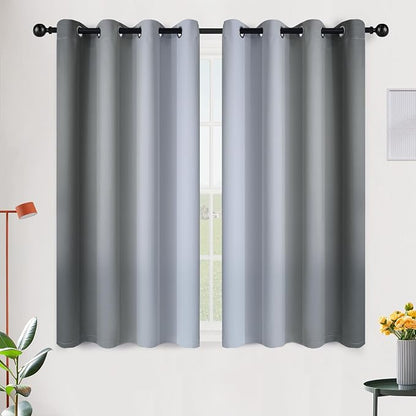 SimpleHome Ombre Room Darkening Curtains for Bedroom, Gradient Gray to Grey White Light Blocking Thermal Insulated Grommet Window Curtain/Drapes for Living Room,2 Panels, 52x45 inches Length