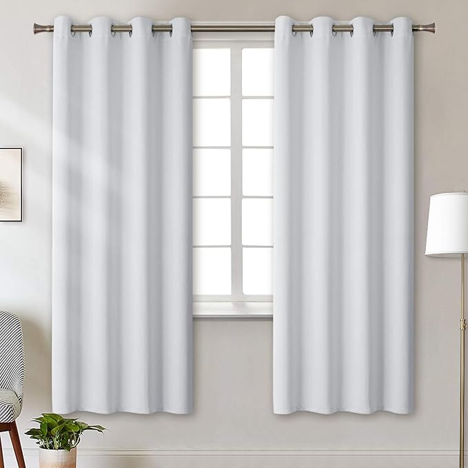 BGment Room Darkening Curtains for Bedroom - Grommet Thermal Insulated Window Treatments Light Blocking Curtains for Living Room, Set of 2 Panels, Each 55 x 69 Inch, Greyish White