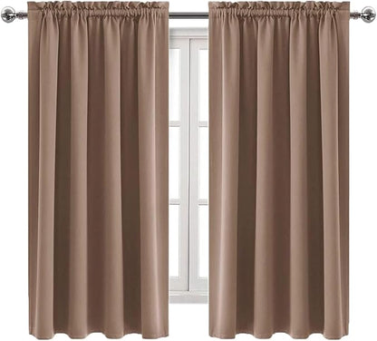 DWCN Blackout Curtains Room Darkening Thermal Insulated Bedroom Curtains Window Curtain Panels, 52 x 63 inches Long, Set of 2 Khaki Rod Pocket Drapes
