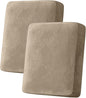 Couch Cover Stretch Velvet Sofa Cushion Cover 2-Piece - Elastic Washable Slipcover for Seat or Backrest, Couch Seat Covers for Sofas (Leather Brown)