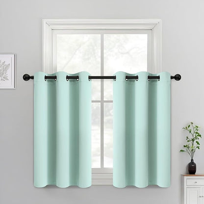 Yakamok Blackout Curtains for Bedroom，Thermal Insulated Room Darkening Drapes for Living Room, Set of 2 Panels (Aqua,38 x 36Inch)